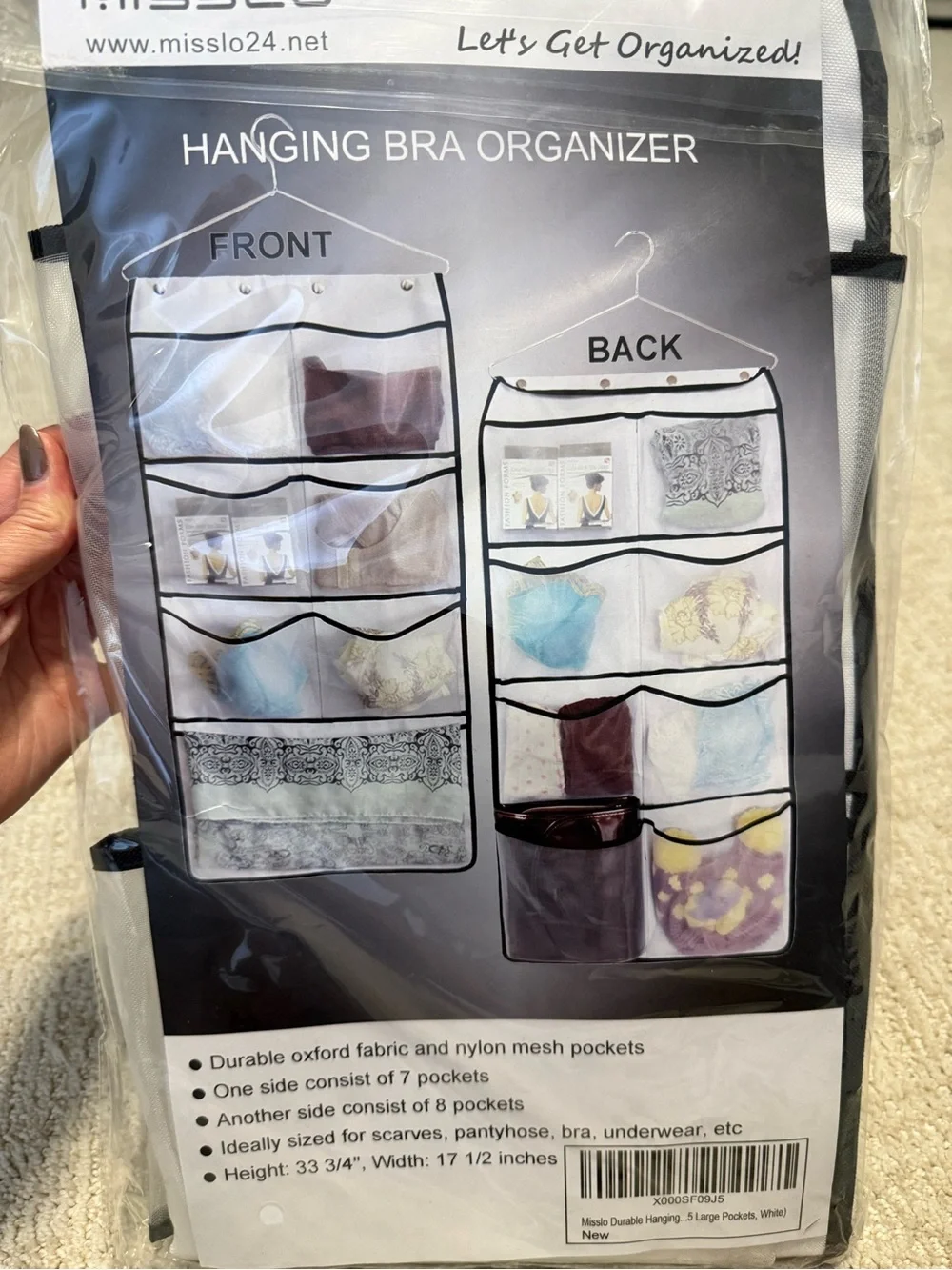 NEW! Sturdy Double sided hanging organizer 15 pockets